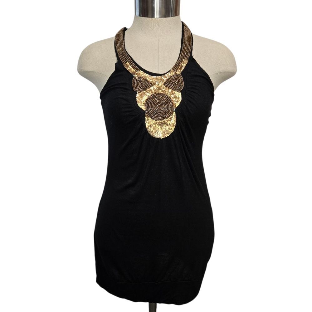 Sneak Peek Black Top With Sequin And Beads